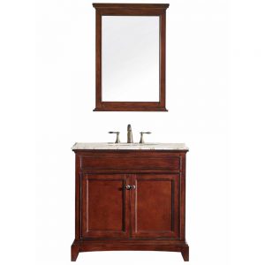 Eviva Elite Stamford 36 In. Brown Solid Wood Bathroom Vanity Set With Double Og Crema Marfil Marble Top and White Undermount Porcelain Sink