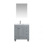 Eviva Happy 30 in. X 18 in. Transitional Grey Bathroom Vanity With White Carrera Marble Countertop