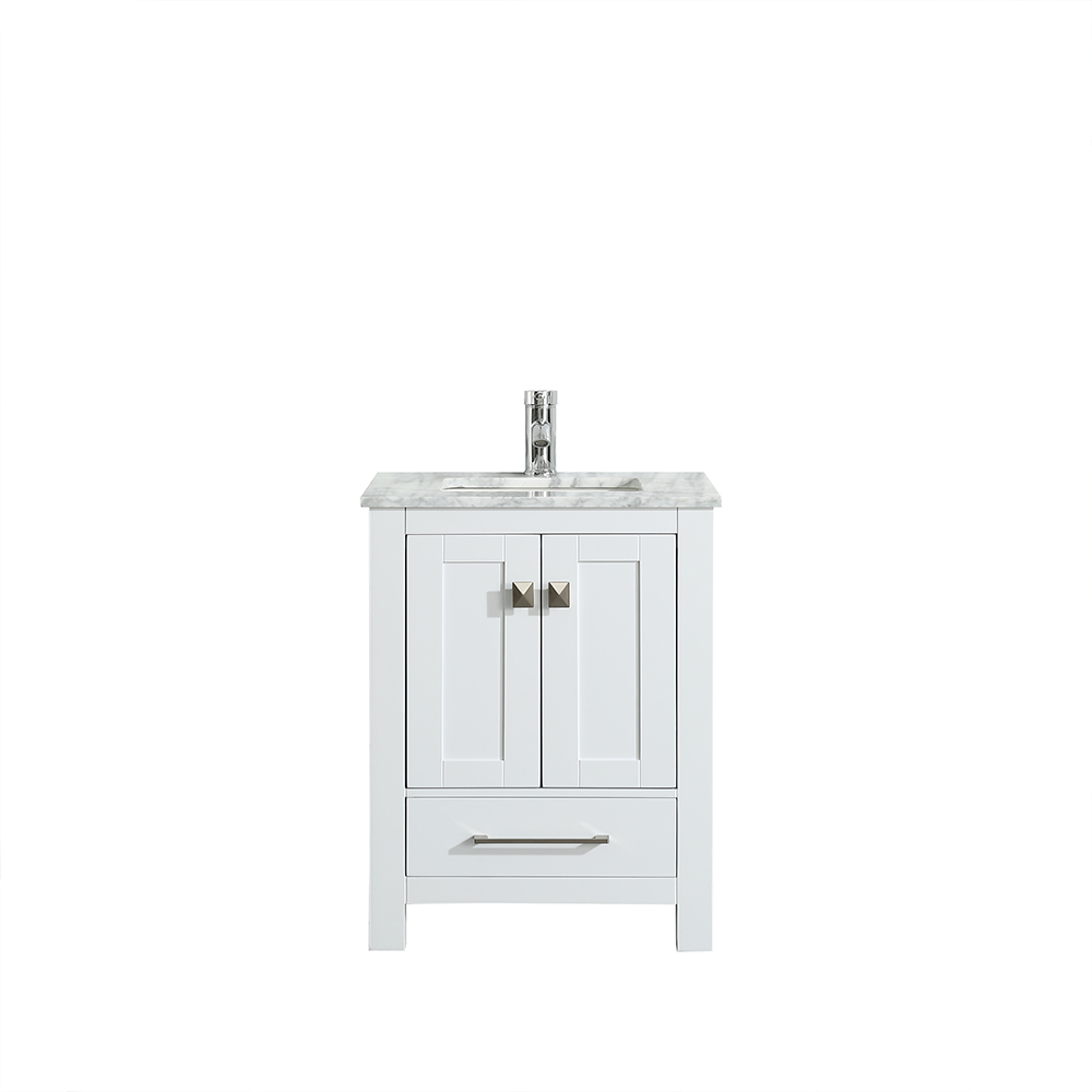 Eviva London 30 In. Transitional White Bathroom Vanity With White Carrara Marble Countertop