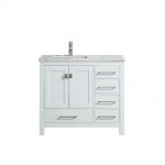 Eviva London 36 In. Transitional White Bathroom Vanity With White Carrara Marble Countertop