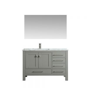 Eviva London 42 In. Transitional Gray Bathroom Vanity With White Carrara Marble Countertop