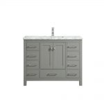 Eviva London 48 In. Transitional Gray Bathroom Vanity With White Carrara Marble Countertop