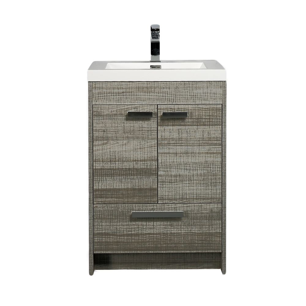 Eviva Lugano 24 In. Ash Modern Bathroom Vanity With White Integrated Acrylic Sink Eviva Lugano 24 In. Ash Modern Bathroom Vanity With White Integrated Acrylic Sink