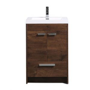 Eviva Lugano 24 In. Rosewood Modern Bathroom Vanity With White Integrated Acrylic Sink