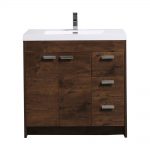 Eviva Lugano 36 In. Rosewood Modern Bathroom Vanity With White Integrated Acrylic Sink