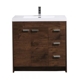 Eviva Lugano 36 In. Rosewood Modern Bathroom Vanity