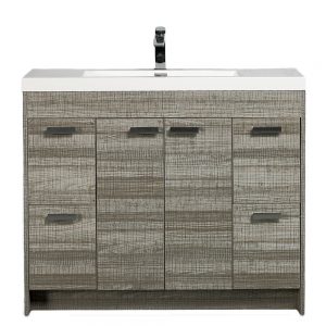 Eviva Lugano 42 In. Ash Modern Bathroom Vanity With White Integrated Acrylic Sink