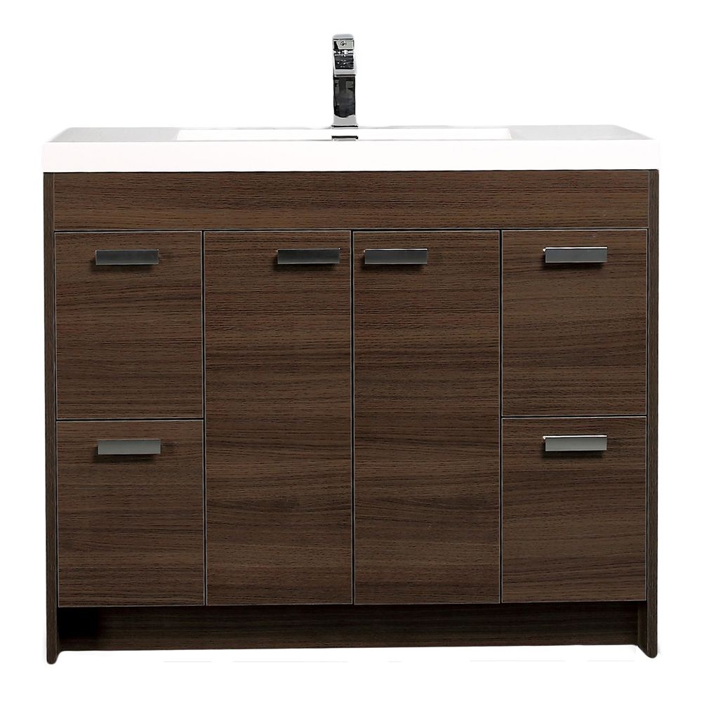 Eviva Lugano 42 In. Gray Oak Modern Bathroom Vanity With White Integrated Acrylic Sink Eviva Lugano 42 In. Gray Oak Modern Bathroom Vanity With White Integrated Acrylic Sink