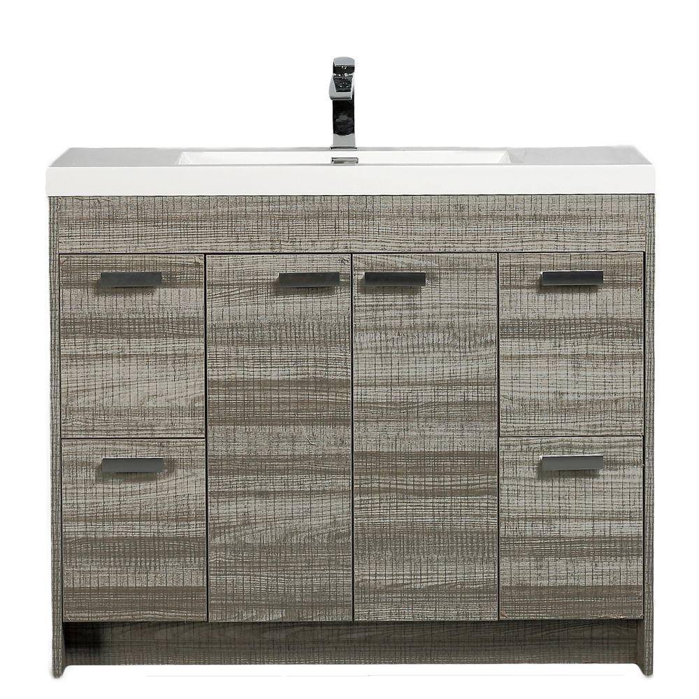 Eviva Lugano 48 In. Ash Modern Bathroom Vanity With White Integrated Acrylic Sink Eviva Lugano 48 In. Ash Modern Bathroom Vanity With White Integrated Acrylic Sink
