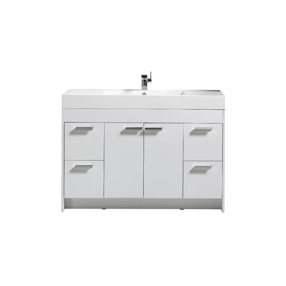 Eviva Lugano 48 In. White Modern Bathroom Vanity With White Integrated Acrylic Sink
