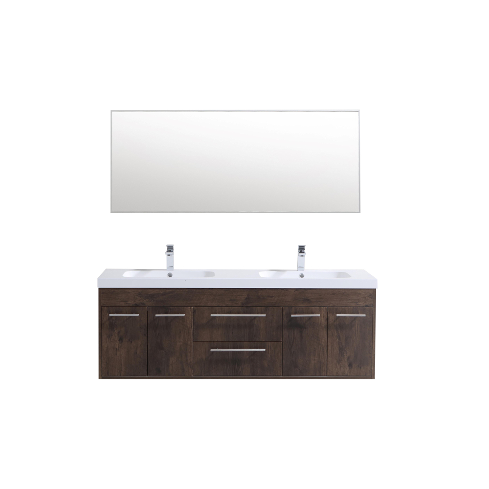 Eviva Lugano 60 In. Rosewood Modern Wall Mount Double Bathroom Vanity With White Integrated Acrylic Sink Eviva Lugano 60 In. Rosewood Modern Wall Mount Double Bathroom Vanity With White Integrated Acrylic Sink