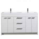 Eviva Lugano 60 In. White Modern Bathroom Vanity With White Integrated Acrylic Double Sink