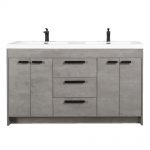 Eviva Lugano 72 In. Cement Gray Modern Double Bathroom Vanity With White Integrated Acrylic Sink