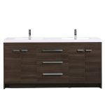 Eviva Lugano 72 In. Grey Oak Modern Bathroom Vanity With White Integrated Acrylic Double Sink