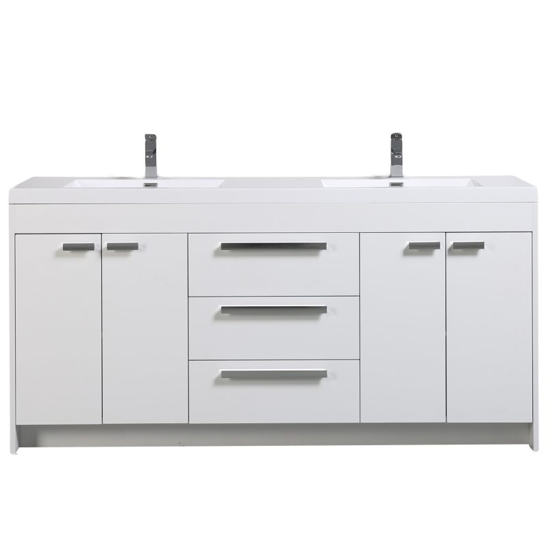 Eviva Lugano 72 In. White Modern Bathroom Vanity With White Integrated Acrylic Double Sink Eviva Lugano 72 In. White Modern Bathroom Vanity With White Integrated Acrylic Double Sink