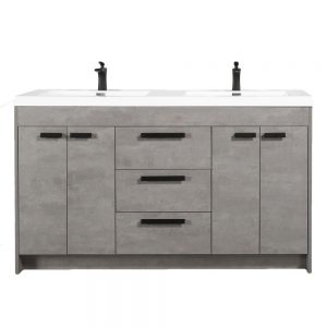 Eviva Lugano 84 In. Cement Gray Modern Double Bathroom Vanity With White Integrated Acrylic Sink