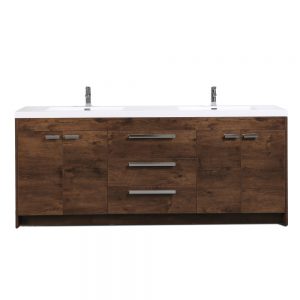 Eviva Lugano 84 In. Rosewood Modern Bathroom Vanity With White Integrated Acrylic Double Sink