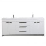 Eviva Lugano 84 In. White Modern Bathroom Vanity With White Integrated Acrylic Double Sink