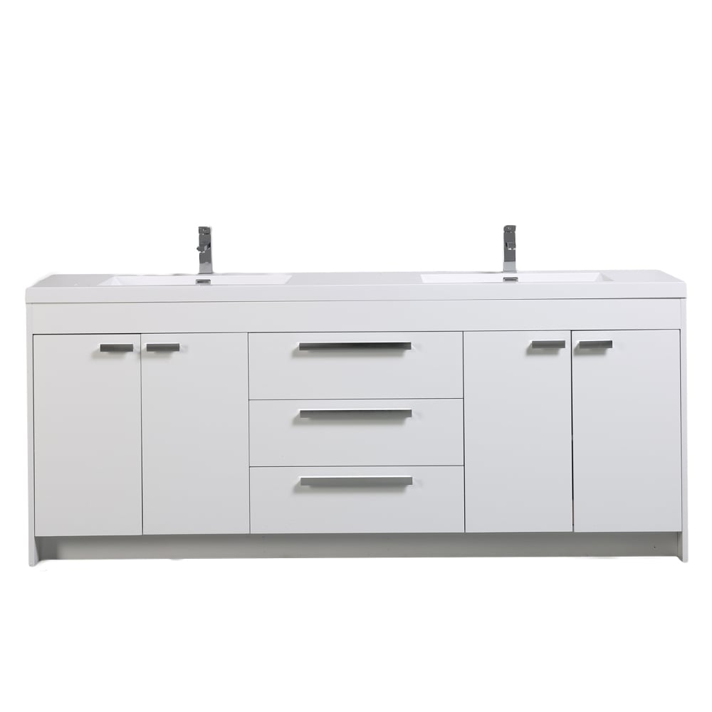 Eviva Lugano 84 In. White Modern Bathroom Vanity With White Integrated Acrylic Double Sink Eviva Lugano 84 In. White Modern Bathroom Vanity With White Integrated Acrylic Double Sink