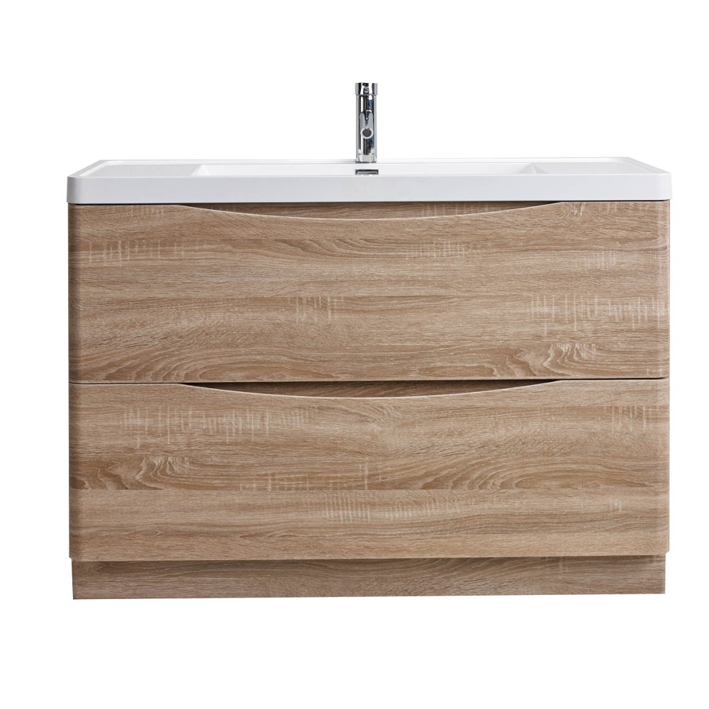 Eviva Smile 48 in. Freestanding White Oak Modern Single Bathroom Vanity Set with Integrated White Acrylic Sink Eviva Smile 48 in. Freestanding White Oak Modern Single Bathroom Vanity Set with Integrated White Acrylic Sink