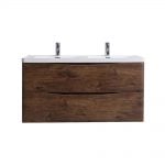 Eviva Smile 48 in. Wall Mount Rosewood Modern Double Bathroom Vanity Set with Integrated White Acrylic Sink