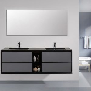 Eviva Vienna 75 inch Gray Black Wall Mount Bathroom Vanity