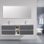Eviva Vienna 75 inch Gray White Wall Mount Bathroom Vanity