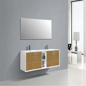 Eviva Vienna 75 inch Oak White Wall Mount Bathroom Vanity