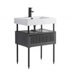 Dakota 24″ Modern Bathroom Vanity Rock Gray with Black Hardware