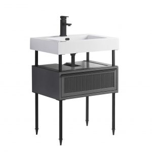 Dakota 24" Modern Bathroom Vanity  Rock Gray with Black Hardware