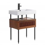 Dakota 24″ Modern Bathroom Vanity Teak Brown with Black Hardware