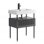 Dakota 30″ Modern Bathroom Vanity Rock Gray with Black Hardware