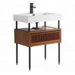 Dakota 30″ Modern Bathroom Vanity Teak Brown with Black Hardware