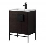 Shawbridge 24″ Modern Bathroom Vanity  Black Oak Straight Grain with Black Hardware