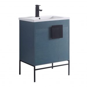 Shawbridge 24" Modern Bathroom Vanity  French Blue with Black Hardware