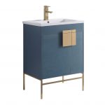 Shawbridge 24″ Modern Bathroom Vanity French Blue with Satin Brass Hardware