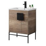 Shawbridge 24″ Modern Bathroom Vanity Shadow Gray with Black Hardware