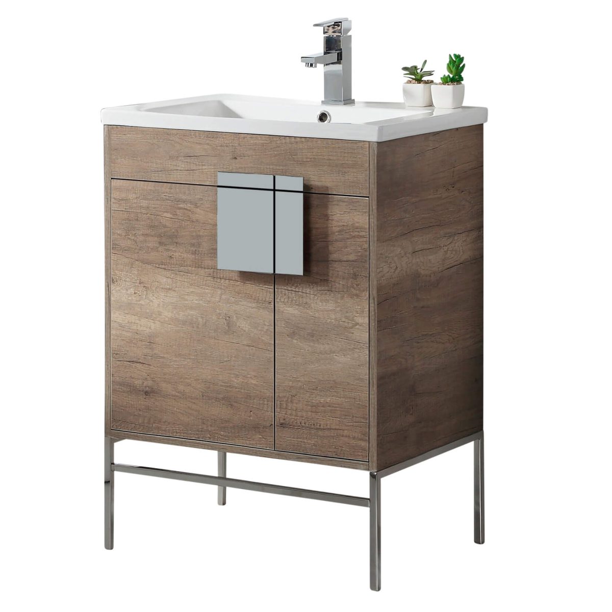 Shawbridge 24" Modern Bathroom Vanity  Shadow Gray with Polished Chrome Hardware