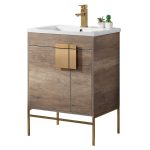 Shawbridge 24″ Modern Bathroom Vanity Shadow Gray with Satin Brass Hardware