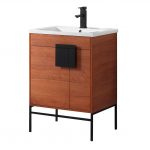 Shawbridge 24″ Modern Bathroom Vanity Spicy Walnut with Black Hardware