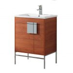 Shawbridge 24″ Modern Bathroom Vanity Spicy Walnut with Chrome Hardware