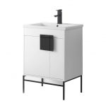 Shawbridge 24″ Modern Bathroom Vanity White with Black Hardware