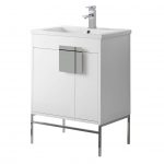 Shawbridge 24″ Modern Bathroom Vanity White with Polished Chrome Hardware