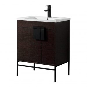 Shawbridge 30" Modern Bathroom Vanity  Black Oak Straight Grain with Black Hardware