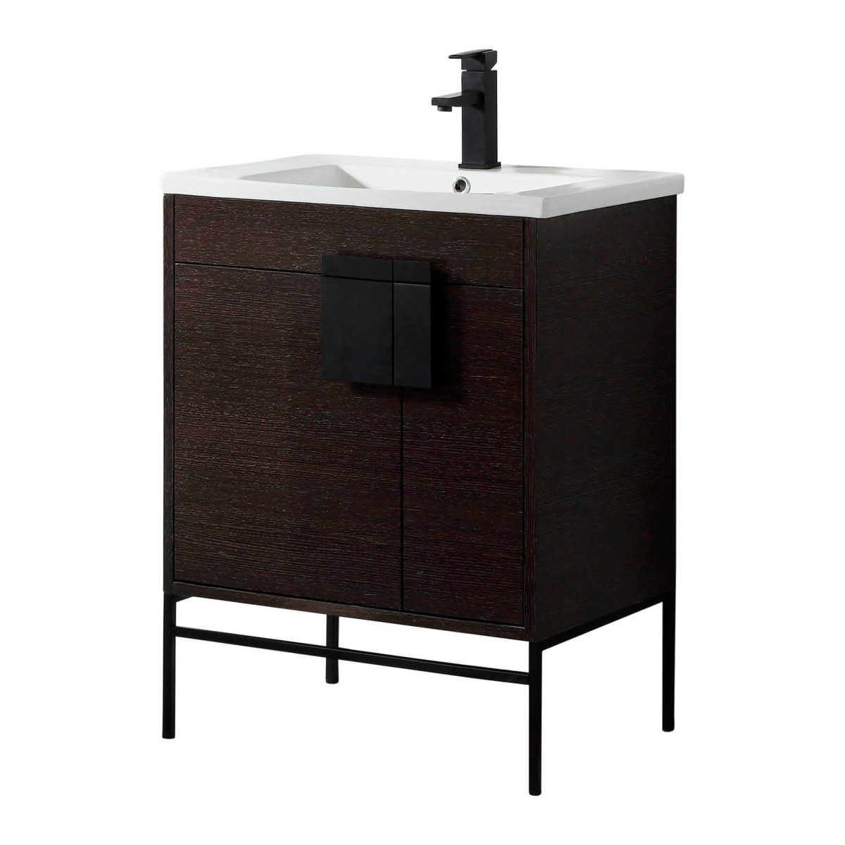 Shawbridge 30" Modern Bathroom Vanity Black Oak Straight Grain with Black Hardware Shawbridge 30" Modern Bathroom Vanity Black Oak Straight Grain with Black Hardware