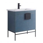 Shawbridge 30″ Modern Bathroom Vanity  French Blue with Black Hardware