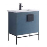 Shawbridge 30″ Modern Bathroom Vanity French Blue with Black Hardware