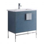 Shawbridge 30″ Modern Bathroom Vanity  French Blue with Polished Chrome Hardware