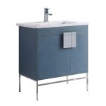 Shawbridge 30″ Modern Bathroom Vanity French Blue with Polished Chrome Hardware