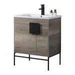 Shawbridge 30″ Modern Bathroom Vanity Shadow Gray with Black Hardware